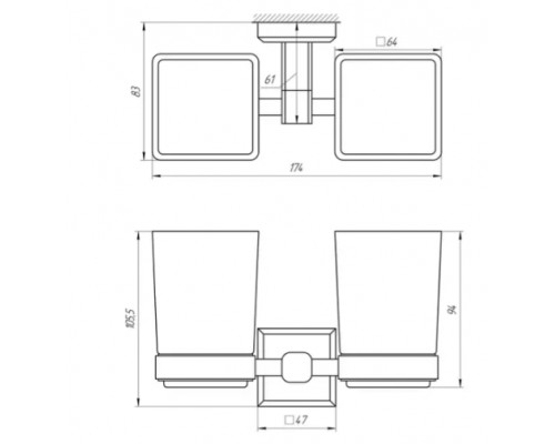 Стакан подвійний TOPAZ TКВ 9928A