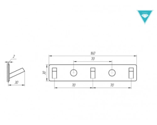 Планка з гачками TOPAZ TKB 9385-3-BL чорна