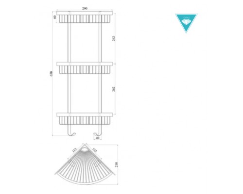 Поличка кутова TOPAZ 4115-3