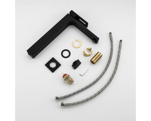 Змішувач для умивальника GappoG1017-62 високий одноваж. лит. вилив  лат. гайка Ø35 (чорний)