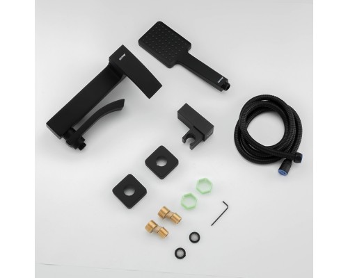 Змішувач для ванни Gappo G3207-6 плоск. аератор одноваж. кор. поворот. вилив лат. Ø35 (чорний)