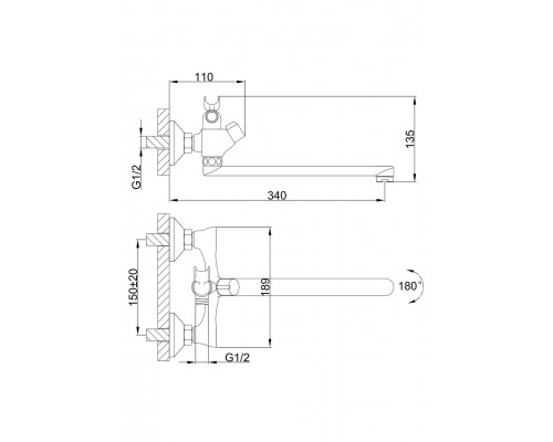 Змішувач для ванни довгий вилив Frap F22731, хром