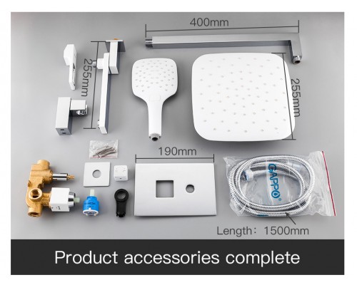 Душова система Gappo G7117-8 вбуд. 3х функц. одноваж. лат. Ø35 (білий/хром)
