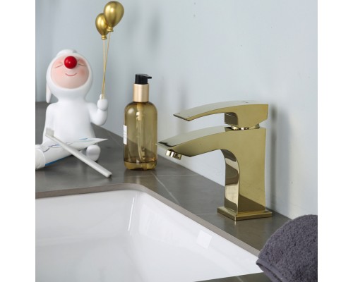 Змішувач для умивальника Gappo G1007-13 одноваж. лит. вилив лат. гайка Ø35 (золото)