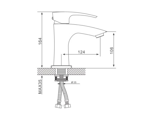 Змішувач для умивальника Gappo G1007-13 одноваж. лит. вилив лат. гайка Ø35 (золото)