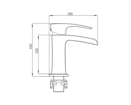 Змішувач для умивальника Gappo G1007-20 водоспад одноваж. лит. вилив лат. гайка Ø35 (хром)