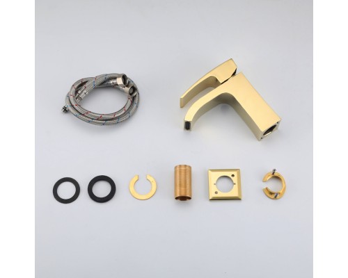 Змішувач для умивальника Gappo G1007-3 одноваж. лит. вилив лат. гайка Ø35 (золото)