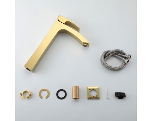 Змішувач для умивальника Gappo G1007-32 високий одноваж. лит. вилив  лат. гайка Ø35 (золото)