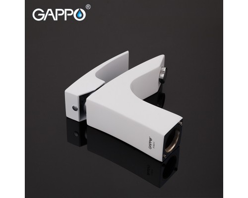 Змішувач для умивальника Gappo G1007-7одноваж. лит. вилив лат. гайка Ø35 (білий/хром)