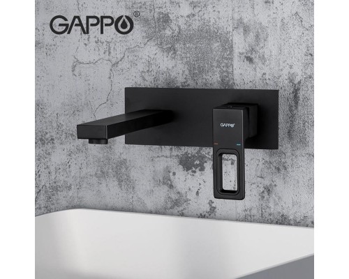 Змішувач для умивальника Gappo G1017-16 вбудований одноваж. лат. НАСТIННИЙ Ø35 (чорний)