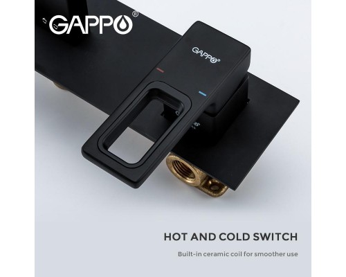 Змішувач для умивальника Gappo G1017-16 вбудований одноваж. лат. НАСТIННИЙ Ø35 (чорний)