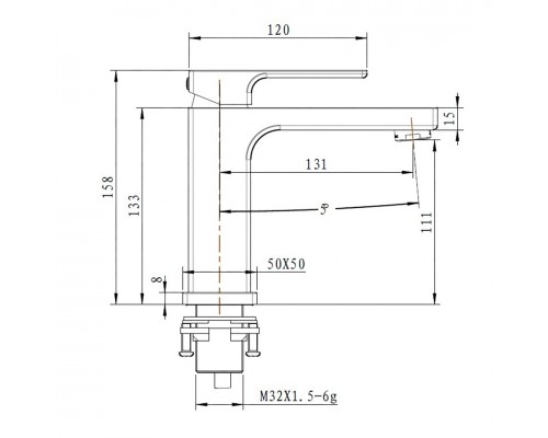 Змішувач для умивальника Gappo G1017-6 одноваж. лит. вилив лат. гайка Ø35 (чорний)