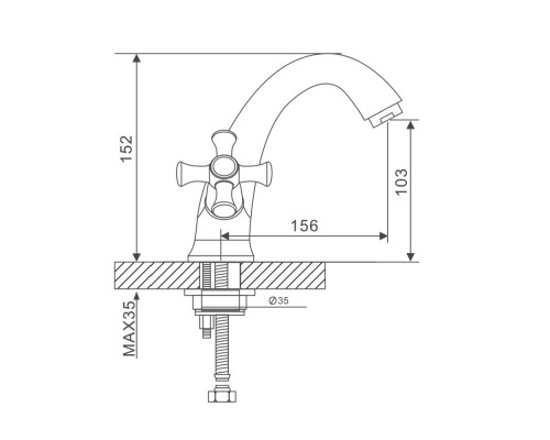 Змішувач для умивальника Gappo G1042 двовент. лит. вилив лат. шпилька (хром)