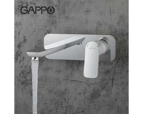 Змішувач для умивальника Gappo G1048-22 вбудований одноваж. лат. НАСТIННИЙ Ø35 (білий/хром)