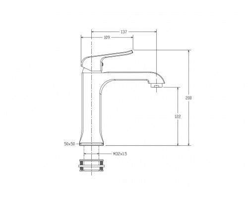 Змішувач для умивальника Gappo G1050-8 одноваж. лит. вилив лат. гайка Ø35 (хром)