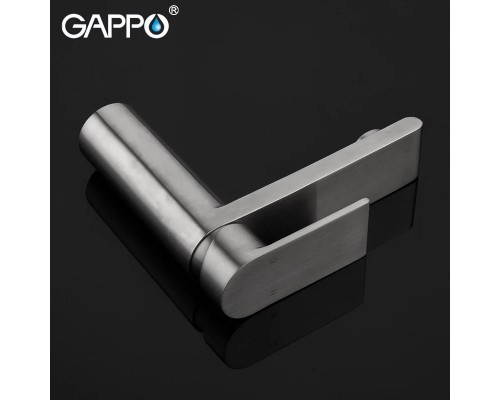 Змішувач для умивальника Gappo G1099-20 одноваж. лит. вилив нерж. сталь гайка Ø35 (сатин)