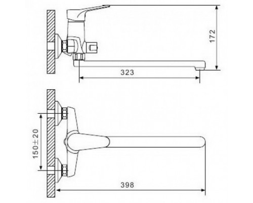 Змішувач для ванни Gappo G2236 одноваж. довг. поворот. вилив лат. Ø35 (хром)