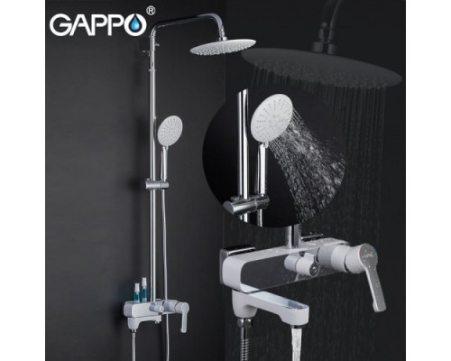 Душова система Gappo G2402-8 3х функц. одноваж. лат. Ø35 (білий/хром)