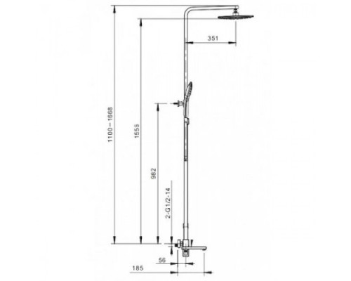 Душова система Gappo G2417-6 3х функц. одноваж. лат. Ø35 (чорний)