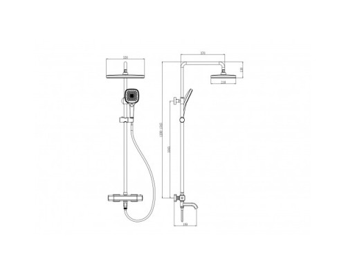 Душова система Gappo G24791-6 термостат 3х функц. лат. (чорний)