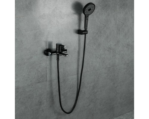 Змішувач для ванни Gappo G3203-6 з кор. гусаком Ø40 (чорний+хром)