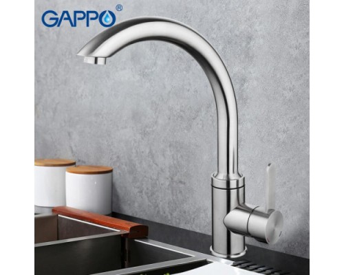 Змішувач для кухні Gappo G4099 одноваж. вис. вилив нерж. сталь гайка Ø35 (сатин)