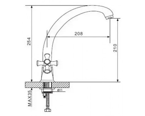 Змішувач для кухні Gappo G4142 двоваж. вис. вилив лат. шпилька (хром)