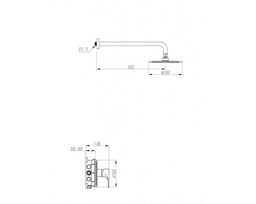 Душова система Gappo G7101 вбуд. 1 функц. одноваж. лат. Ø35 (хром)