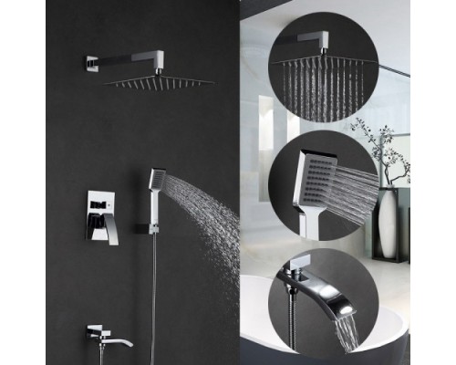 Душова система Gappo G7107 вбудована 3х функц. плоск. аератор одноваж. лат. Ø35 (хром)