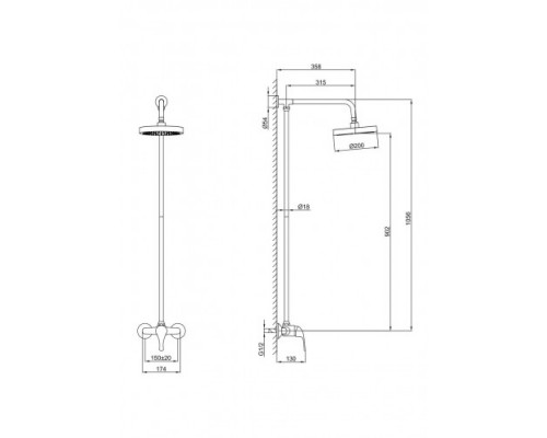 Душова система система FRAP  F2426 1 функц. лат. корпус Ø40 (хром)   (хром)