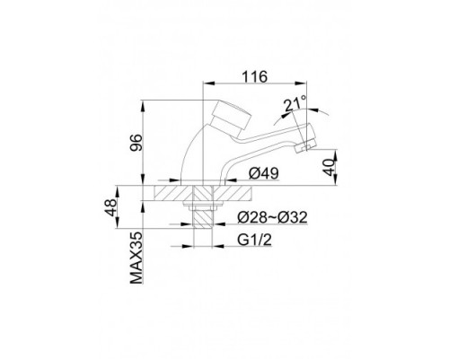 МОНО кран кнопковий кнопковий лат. FRAP F520  (хром)