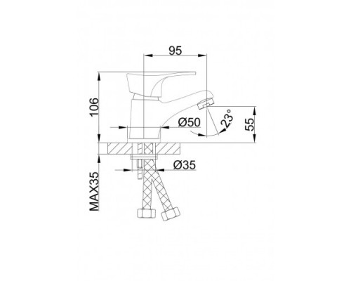 Змішувач для умивальника FRAP F1014-B одноваж. литий гусак шпилька (хром)