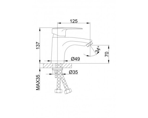 Змішувач для умивальника FRAP F10701-B одноваж. литий гусак шпилька (хром)