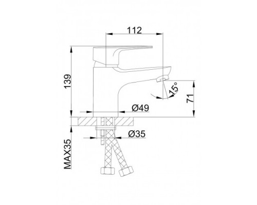 Змішувач для умивальника FRAP F10702-B одноваж. литий гусак шпилька (хром)