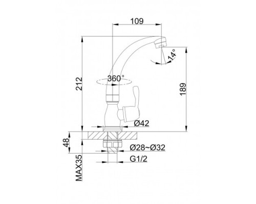 МОНО Змішувач Змішувач для кухн F4196  FRAP і вис. гусак гайка (хром)  (хром)
