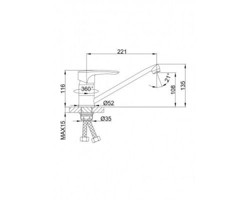 Змішувач для кухні FRAP F49701-B одноваж. довг. гусак гайка (хром)
