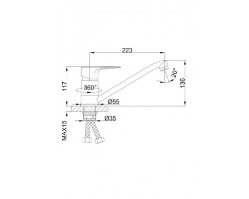 Змішувач для кухні FRAP F49702-B  і одноваж. довг. гусак гайка Ø40 (хром)
