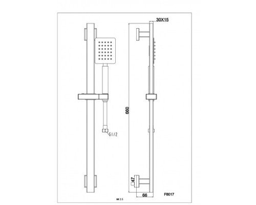 Душова стійка стійка з нерж.сталі F8017  75см       FRAP