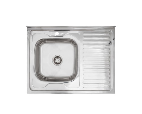 Кухонна мийка накладна Kroner KRP Polierte - 6080L (0,6 мм)