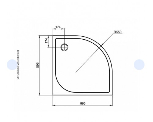 Душевий піддон Miraggio  Madrid 900 (BLACK) (0000693)