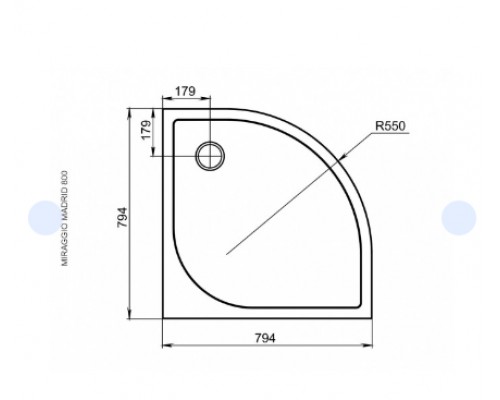 Душевий піддон Miraggio  Madrid 800 (BLACK) (0000953)