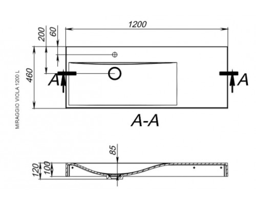 Умивальник з штучного каміню Miraggio VIOLA 1200 L/R (MATT)