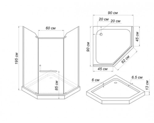 BRAVO  Душовий піддон пятикутний RABA 13см