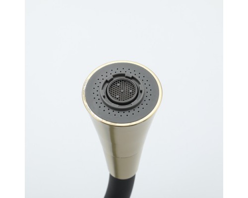 Змішувач для кухні Frap F4044-3 з гнучким виливом, 2 режими, чорний/золото