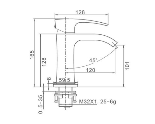 Змішувач для умивальника Gappo G1007-4 одноваж. лит. вилив лат. гайка Ø35 (бронза)