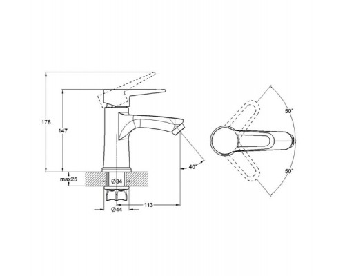 Змішувач для умивальника WEZER PUD1-045, хром