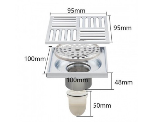 Душовий трап вертикальний GAPPO G81051, латунь, 100х100 мм, хром