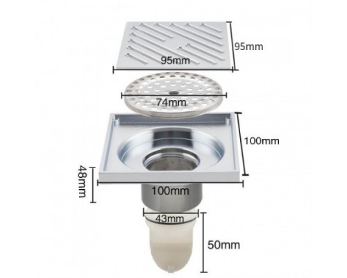 Душовий трап вертикальний GAPPO G81550, латунь, 150х150 мм, хром
