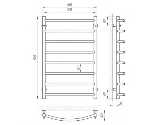 Полотенцесушитель Классик П8 500х800 електрич лівий