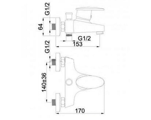 Змішувач для ванни RUBINETA Style-10  S10008 (Литва)